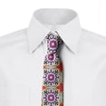thumbnail image 2 of Ethnic Necktie, 4 Petal Floral Motifs, Dress Tie, 3.7", Multicolor, by Ambesonne, 2 of 3