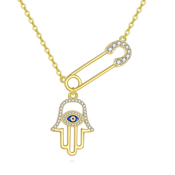 JUSORA Hamsa Necklace 925 Sterling Silver Evil Eye Hamsa Pendant Hand of Fatima Jewelry Gift for Women