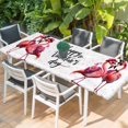 thumbnail image 2 of Valentine's Day Table Cloths for 8 Foot Rectangle Tables, Red Flamingos Roses Love Romance White Patio Waterproof Elastic Fitted Tablecloths, Washable Rectangular Table Cover for Camping, 2 of 8