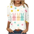 thumbnail image 2 of VKOYWKM Easter Shirts for Women Cute Bunny Rabbit Eggs Graphic Tees Casual 3/4 Length Sleeve Women Tops Loose Fit Crew Neck Easter Tshirts, 2 of 5