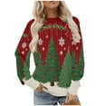 thumbnail image 2 of UPPADA Women Christmas Fleece Sweaters Long Sleeve Fuzzy Sweatshirts Crewneck Funny Tops Holiday Graphic Shirts for Ladies Winter Clothes camisetas de navidad para familia Red,XL, 2 of 7