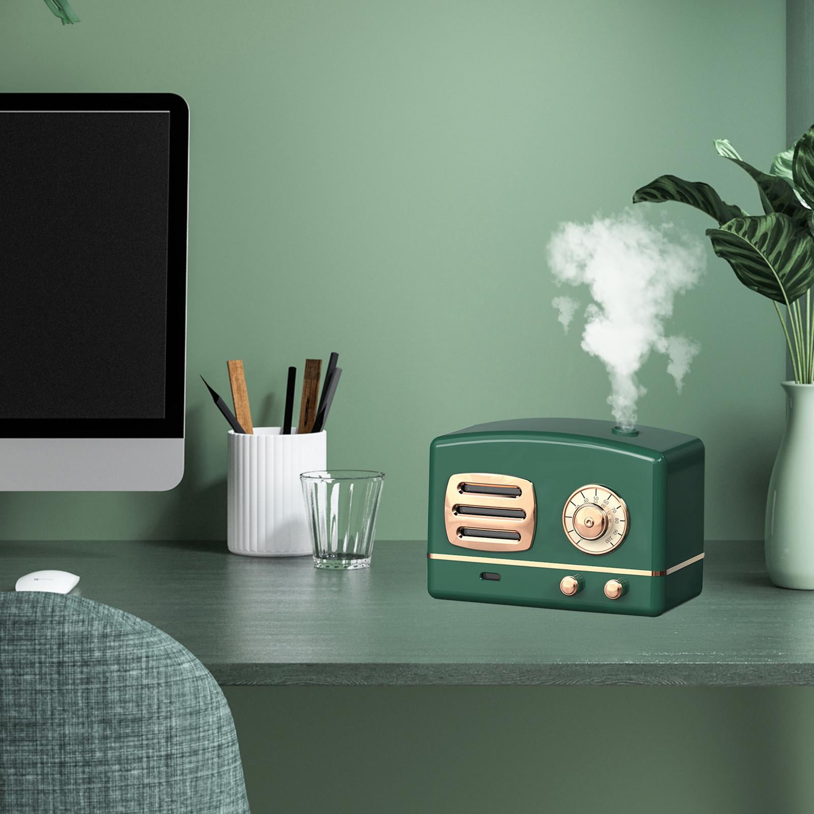 Mist Humidifier Vintage Radio Humidifier Light USB for Living Room Home Office , Green