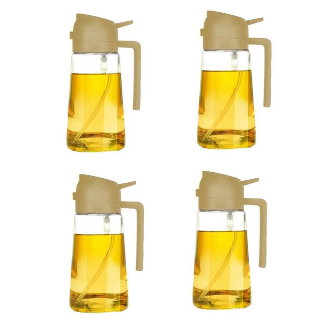 Dispensador de aceite para cocina, botella dispensadora de aceite y vertedor, dispensador de aceite de oliva 2 en 1, amarillo 4 piezas