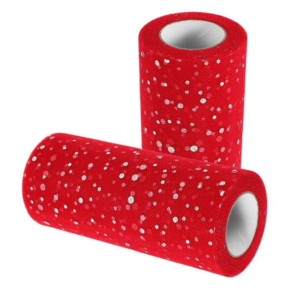 unbranded 2 Rolls Of Sequin Fabric For Clothes Making Reversible Sparkle Material Holiday Ribbon Glitter Mesh For Christmas Decorations Red Organza Fabric For Diy Crafts