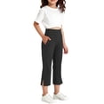 thumbnail image 5 of Maqroz Girls Flare Capri Pants High Waisted Stretchy Yoga Split Hem Summer Athletic Gym Trousers with Pockets Back to School pants 6-15 Years, 5 of 8