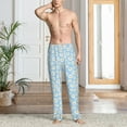 thumbnail image 5 of Uemuo Floral Daisy Pattern Men's Wide Leg Palazzo Lounge Pants with Pockets Light Weight Loose Comfy Casual Pajama Pants-Medium, 5 of 9
