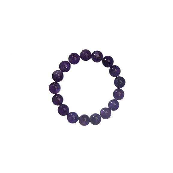 LTC Designs 12mm Shiny Round Amethyst Stretch Bracelet, 8"
