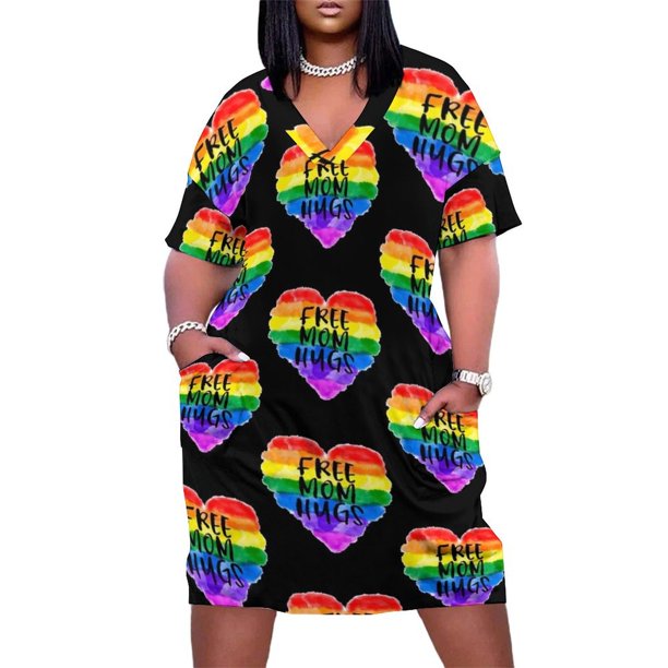 Vestido suelto con bolsillos y abrazos de mamá gratis para apoyar a la comunidad LGBTQ+. Vestidos para mujer. Ropa para mujer.