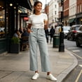 thumbnail image 5 of ClodeEU Women's High Waist Straight Leg Cropped Pants,Casual Trousers with Pockets Gray,Women's Plus XL, 5 of 8