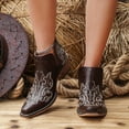 thumbnail image 4 of SACFOF Women's Cowboy Cowgirl Western Ankle Boots Floral Embroidered Stitched V Cut Snip Toe Classic Country Booties, 4 of 6