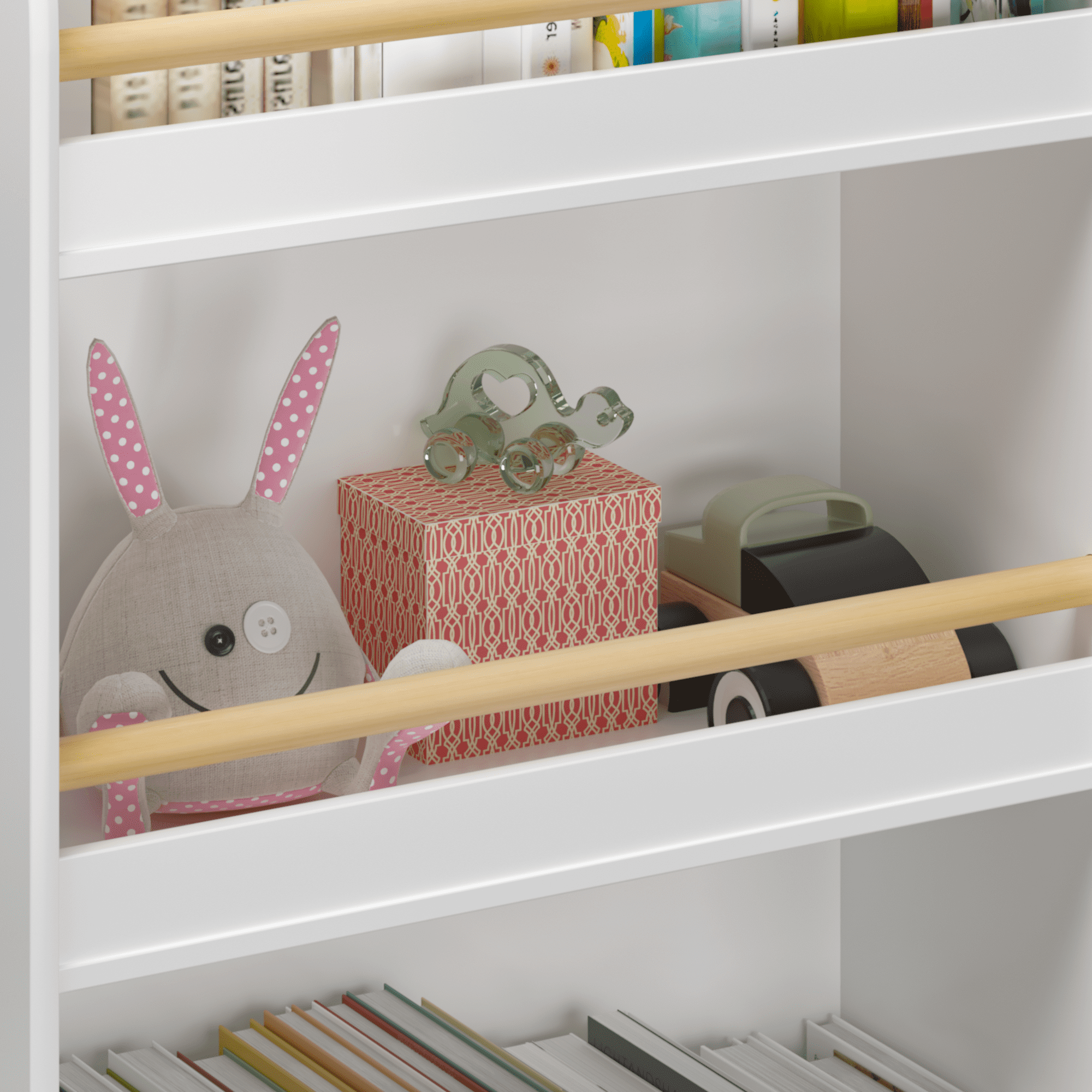 3-Tier Bookcase,Kids Bookshelf &BToy Storage Cabinet Organizer,White