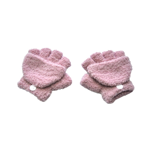 Mitones para Niños Qarigey Guantes Sin Dedos Color Sólido Rosa Claro