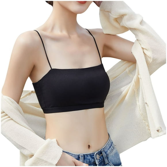 Women's Bralettes, Tube Tops Bras for Women Padded Bandeau Bra Wireless Comfort Seamless Tube Top Bralette with Spaghetti Straps S-XL