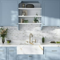 Serena 10x12 White Gray Calacatta Gold, Thassos Mosaic Framed Brick Wall and Floor Tile (4 sq ft/case) - 5 Pack