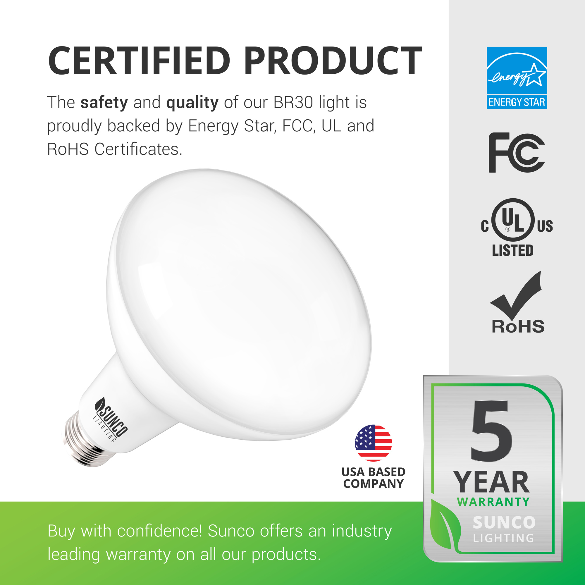 Sunco Lighting BR30 LED Bulb, Dimmable, 11W (65W), 2700K Soft White, 850  lm, E26 Base, Indoor Flood Light for Cans Pack