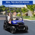 thumbnail image 4 of 24V 2 Seater Kids Ride on Car, 4WD Golf Cart with Parent Remote Control, 4x4 Motors Ride on Truck with Roof, Toddler Electric Vehicle with Storage Box, Foot Pedal, Music Player, Lights, Horn, Blue, 4 of 9