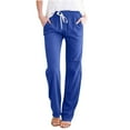 thumbnail image 2 of Summer Saving Clearlence! Funicet Casual Pants for Women Wide Leg Pants Solid Elastic Waist Loose Long Pants with Pocket Blue S, 2 of 4