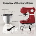 thumbnail image 4 of Havato Stand Mixer,12 Speeds Tilt-Head Electric Mixer with 5.3QT Stainless Steel Mixing Bowl,Kitchen Mixer With Egg Whisk, Dough Hook, Beater &Baking Spatula,Red, 4 of 7