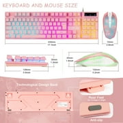 CHONCHOW Pink Wired Gaming Keyboard and Mouse Combo, 104-Key Full-Size RGB Backlit Set, 19-Key Anti-Ghosting, Multimedia Keys for PC Laptop PS4 Xbox