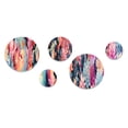 thumbnail image 3 of Designart "Colorful Brushstroke Damask" Abstract Round Wall Art Set Of 5 - Pink Modern For Bedroom Wall Art Set, 3 of 6