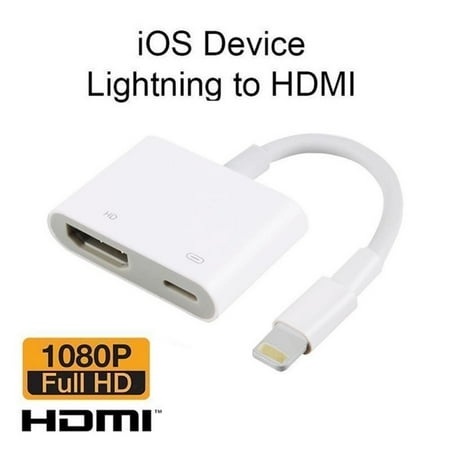 Lighting to HDMI Adapter, Lighting Digital AV Adapter 1080P with Lighting Charging Port for Select iPhone, iPad and iPod Models and HDTV Monitor Projector, No APP Needed，Plug and (Best Terminal App For Iphone)