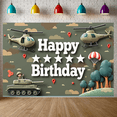 thumbnail image 3 of Camouflage Design Birthday Banner Army Theme Helicopter Motif Tank Graphic Adventure for Kids Party Celebration Outdoor Venue Event Background, 3 of 9