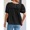 thumbnail image 4 of Summer Women Puffed Sleeve Tunic with A Waistband Casual T Shirt Loose Shirt, 4 of 5