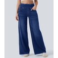 thumbnail image 5 of Jeans for Women High Waisted Pull on Baggy Jeans Straight Casual Denim Pants with Pockets Medium XS, 5 of 9