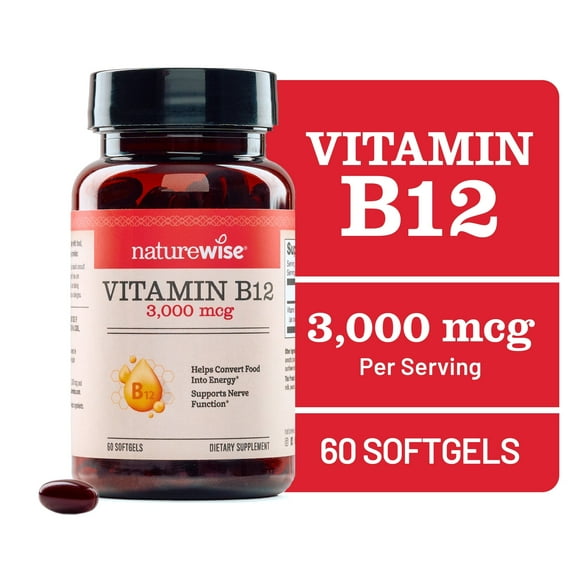 NatureWise Vitamin B12 3000 mcg - Extra Strength - Non-GMO - 60 Softgels[60-Day Supply]