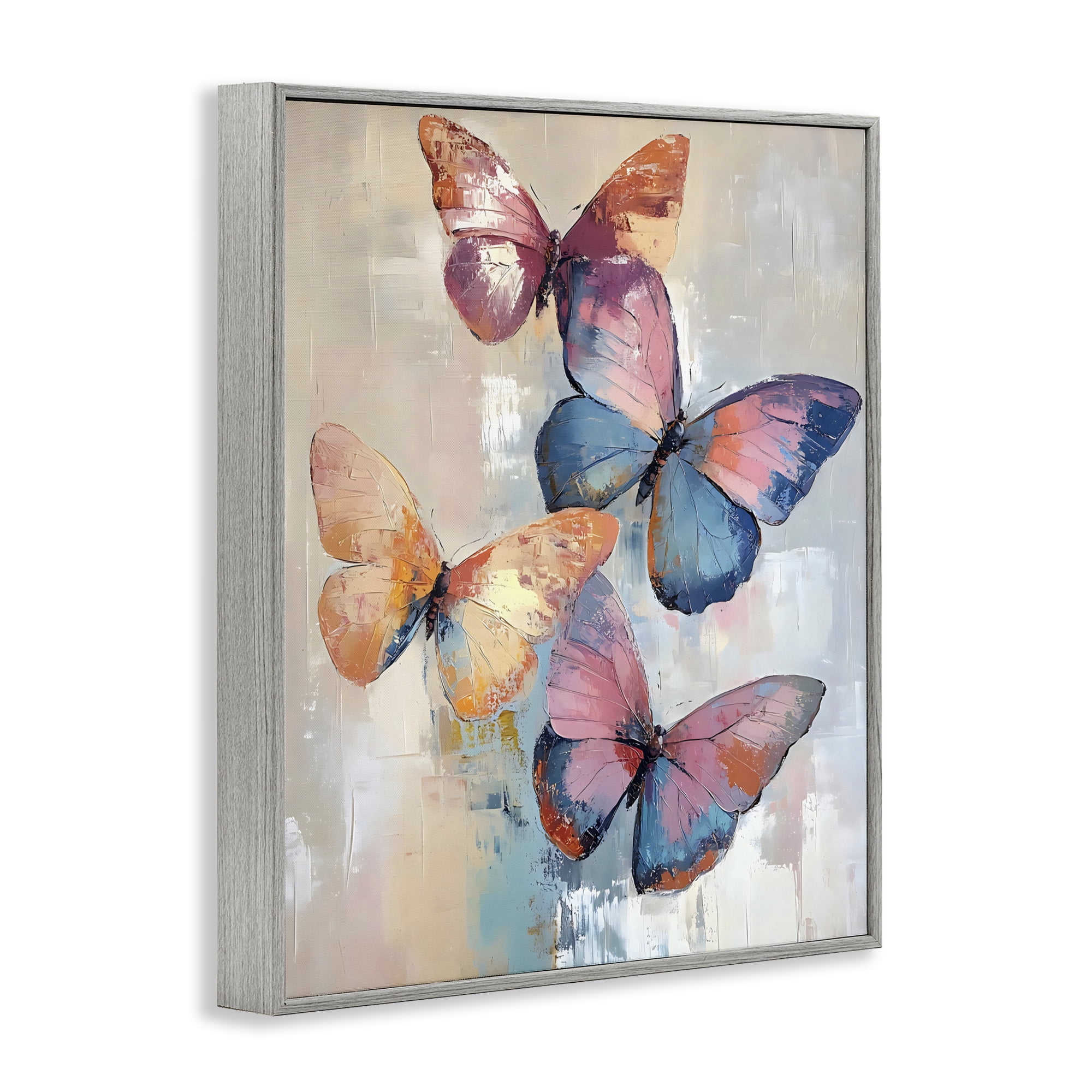 Stupell Industries Butterfly Beauty Abstraction Gray Framed Giclee Art, design by Creative Studio