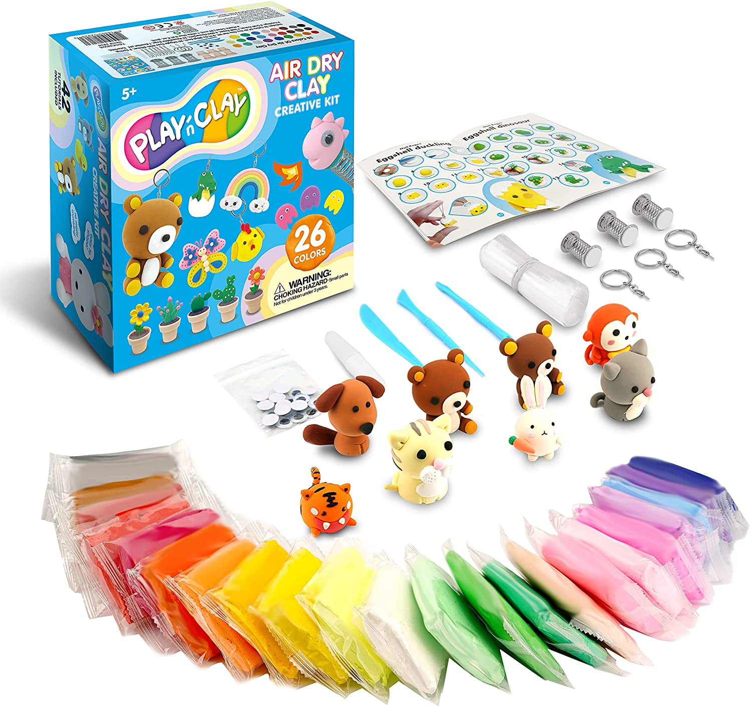 Artsity Air Dry Clay, 24 Colour Modelling Set with 3 Sculpting Tools, Magic Foam Clay for Kids and Adults
