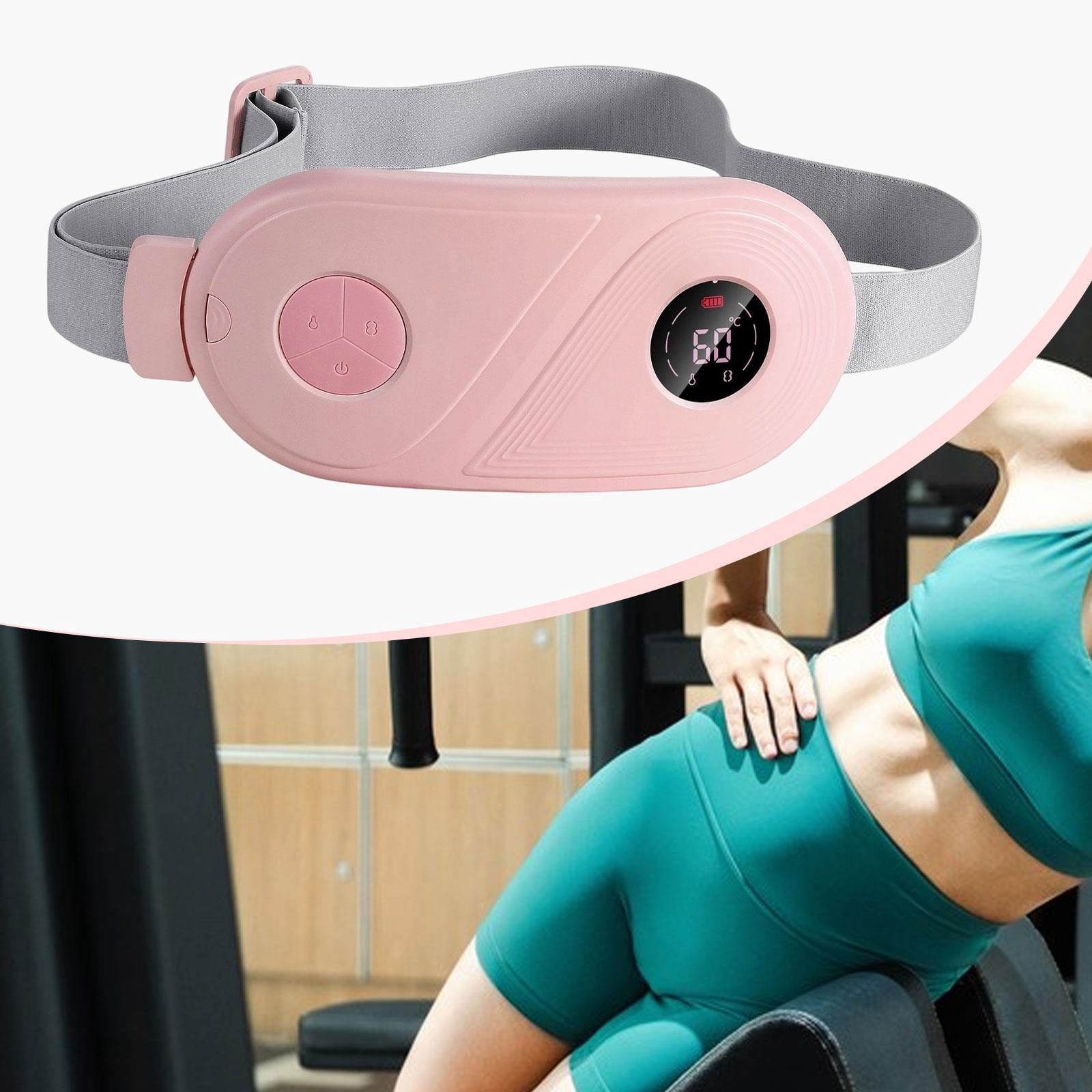 Wswqop Electric Menstrual Heating Pad Waist Belt Rechargeable Portable Belly Wrap Skin Pink