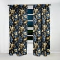 thumbnail image 5 of Designart "Opulent Navy Gold Damask V" Damask Room Darkening Single Curtain Panel, 5 of 6