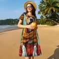 thumbnail image 4 of Easygdp Meditating French Bulldog para Vestido Transpirable de Mujer, Vestido Suelto de Manga Corta con Pliegues y Bolsillos para el Verano, 4 of 6