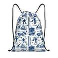 thumbnail image 1 of Xecao Skiing Enthusiast Pattern Sports Drawstring Backpack - String Swim Gym Bag with Wet Proof Pocket for Women&Men-Small, 1 of 6