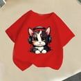 thumbnail image 2 of Favoffer Unisex Kids' Summer Multicolor Playful Cat-Graphic T-Shirt & Breathable Round-Neck Short-Sleeve Top for Casual, Picnic, Play, Photoshoot 2-14Y, 2 of 8