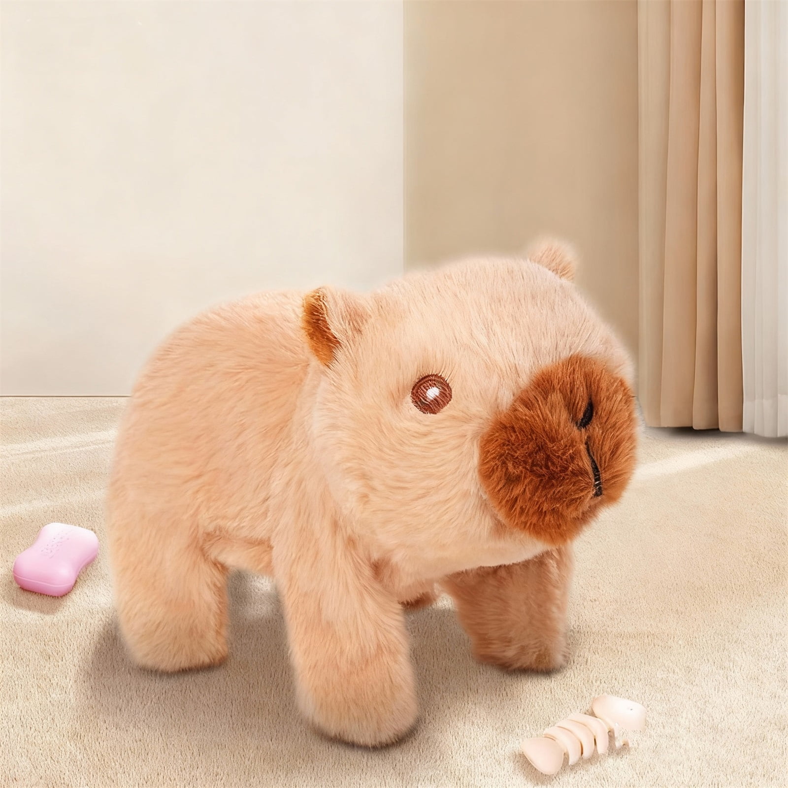 Walking Capybara Toys - 8.66Inch Electronic Capybara Walking and Make Sounds, Storage Cage and Accessories, Perfect Christmas Halloween Birthday Gifts