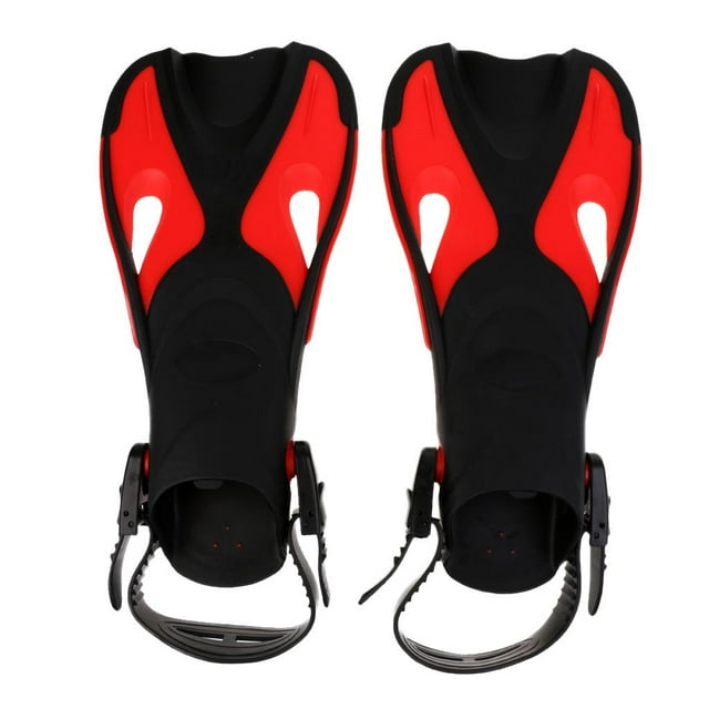 koolsoo Swim Short Training Open Heel Adjustable Snorkel Flippers For Kids Red