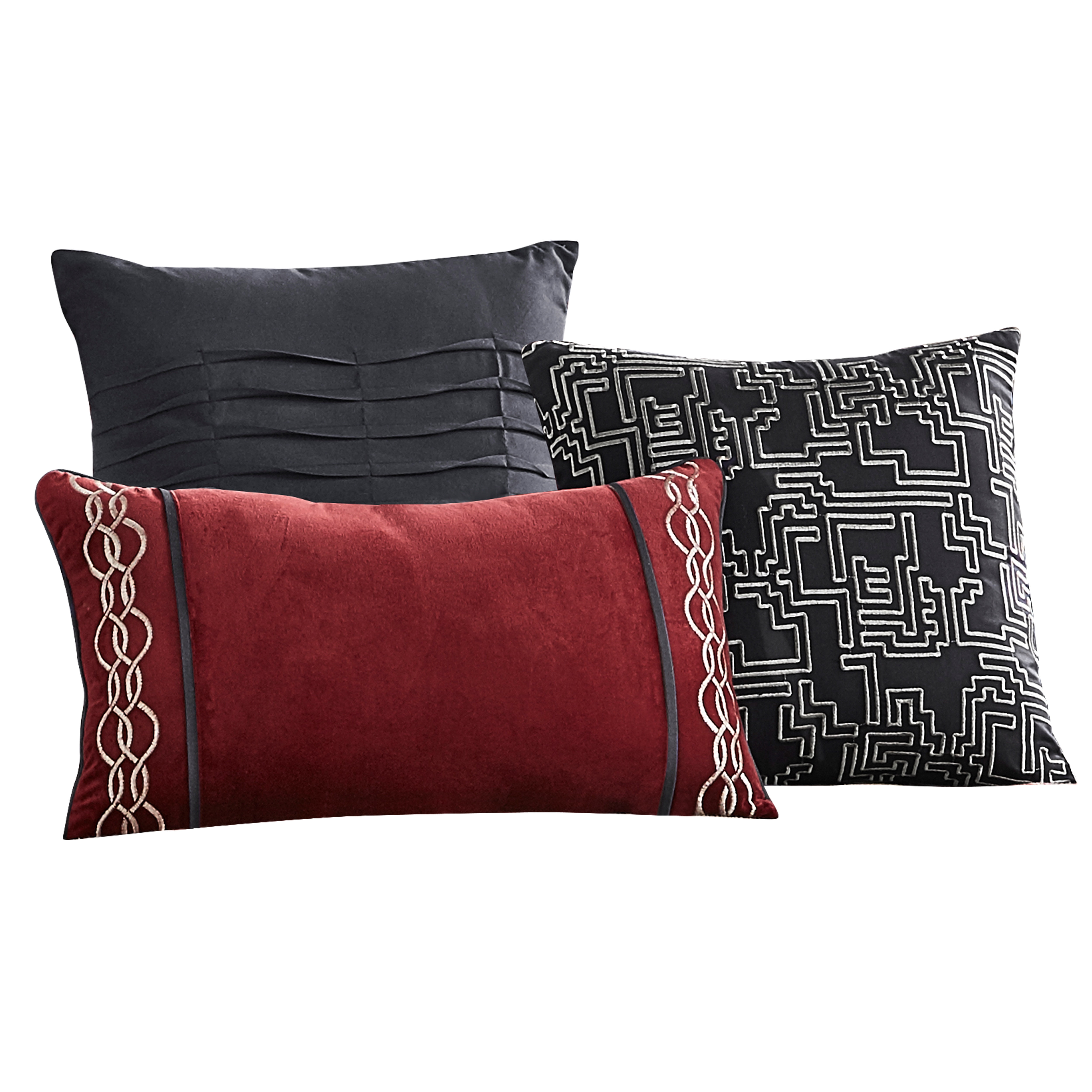 Riverbrook Home 10 Piece Comforter Set, King, Red/Gray, Sadler, Polyfill, Adult