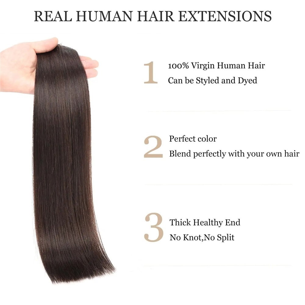 Human Hair Clip In Extensions 120g 8pcs #2 Dark Brown Double Weft Human Hair Clip In
