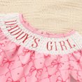 thumbnail image 4 of ZEHJUHAN Baby Girl's Bowknot Graphic Print Romper Daddy's Girl Letter Bubble Sleeves Triangle Jumpsuit Pink，0-3M, 4 of 7