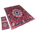 thumbnail image 2 of 3 unids/set estilo bohemio patrón de flores rojas funda de edredón con funda de almohada juego de cama para suministros de dormitorio 220x240cm, 2 of 8