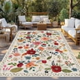 thumbnail image 2 of Watercolor Flowers Outdoor Rug for Patio/Deck/Porch, Non-Slip Large Area Rug 6 x 9 Ft, Rustic Spring Floral Botanical Beige Indoor Outdoor Rugs Washable Area Rugs, Camping Rug Carpet Runner, 2 of 8