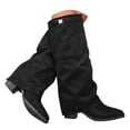 thumbnail image 3 of RotHome Women Tall Knee High Boots Wide Calf Chunky Heel Pointed Toe Fold Over Shaft Fringe Boots for Women Pull On Fashion Heel Boots Fall Winter, 3 of 9