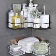 thumbnail image 5 of CIVG Corner Shower Shelves Shower Caddy Shelf No Drilling Bathroom Corner Shower Organizer Storage Wall Mounted Shower Bathroom Shelf with 4 Pack Adhesives for Bathroom Kitchen Dorm (White), 5 of 8