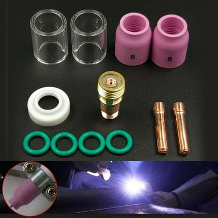 

12 Pcs TIG Welding Torch for Stubby Gas Lens # 10 Heat Glass Cup Kit for WP-17/18/26