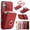 Red, variant on For iPhone 17e /16e Wallet Case, Multiple Cards Holder Crossbody Shoulder Strap Ring Holder Kickstand PU Leather Shockproof Lightweight Phone Case for Apple iPhone 17e 16e, Red