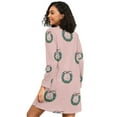 thumbnail image 2 of Christmas Wreaths with Pink Bows Women's Long Sleeves Nightgowns Sleepwear Soft Pajama A-line Sleep Dress M, 2 of 8