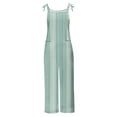 thumbnail image 5 of Lenpel Women's Jumpsuits Plus Size Sleeveless Spaghetti Strap Striped Plaid Straight Leg Rompers Causal Loose Overalls with Pockets, 5 of 5
