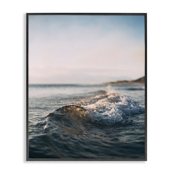 Stupell Industries Tropical Crest of a Small Wave Beach Water Photograph Black Framed Giclee Art, 11 x 14, by Unsplash
